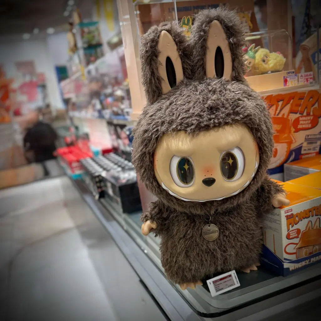 Labubu Zimomo doll I Found You on display at Pop Mart store in Costa Mesa, California