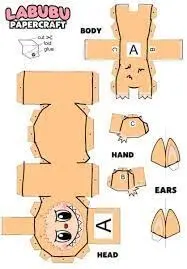 Labubu Accessories Paper Craft cutouts yellow
