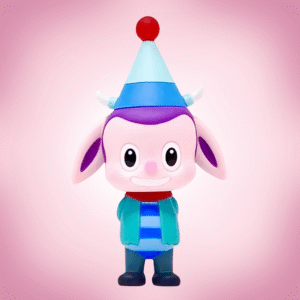 Labubu Pato portrait pink in background