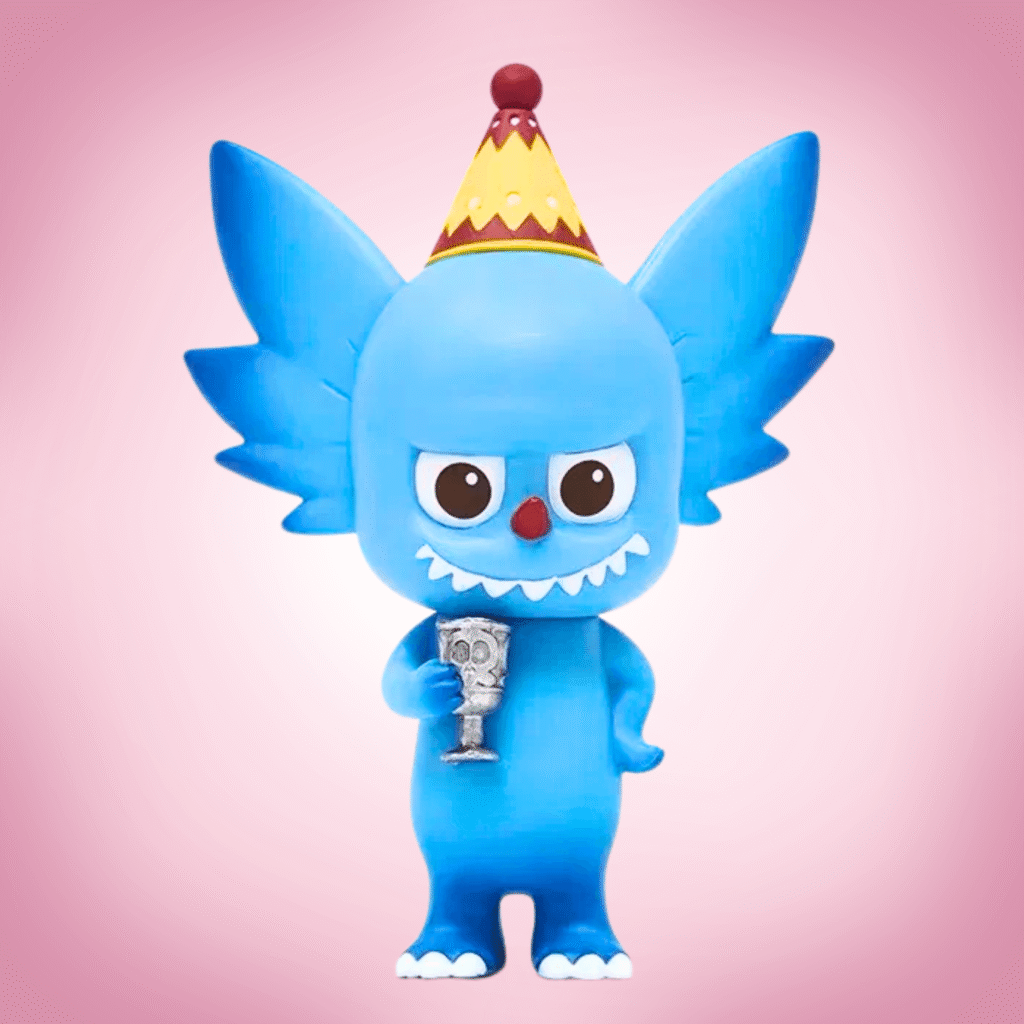 Labubu Pippo portrait in pink background