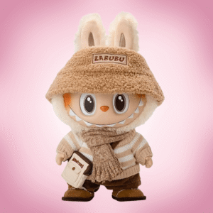 Labubu Dress Be Latte in pink background