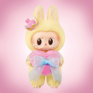 Labubu Let's Checkmate pendant in pink background