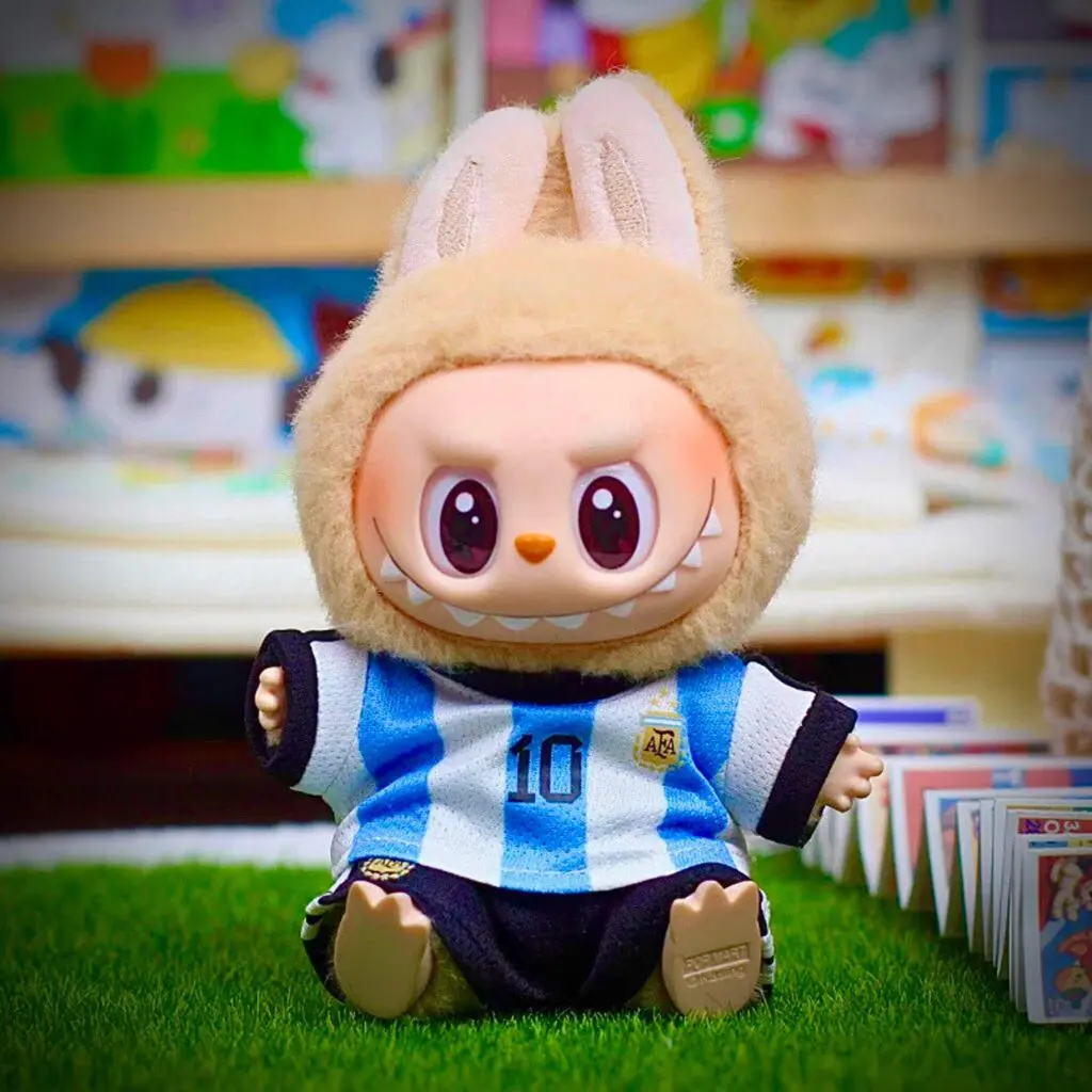 labubu baba in Labubu clothing argentina soccer jersey