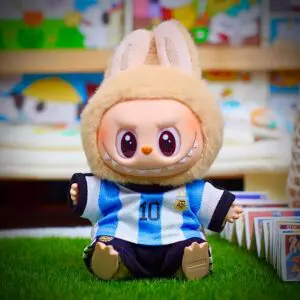 labubu baba in Labubu clothing argentina soccer jersey