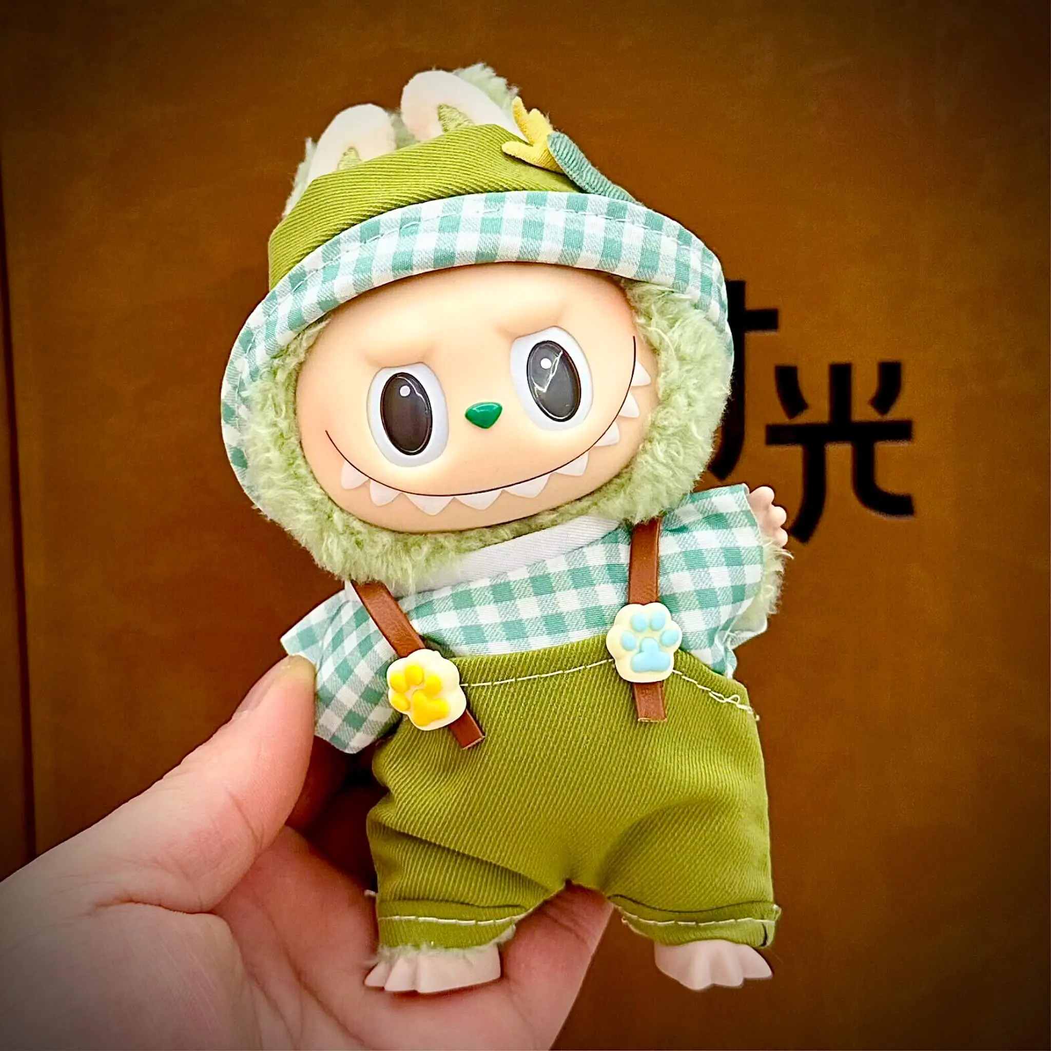 labubu clothing green overalls garden