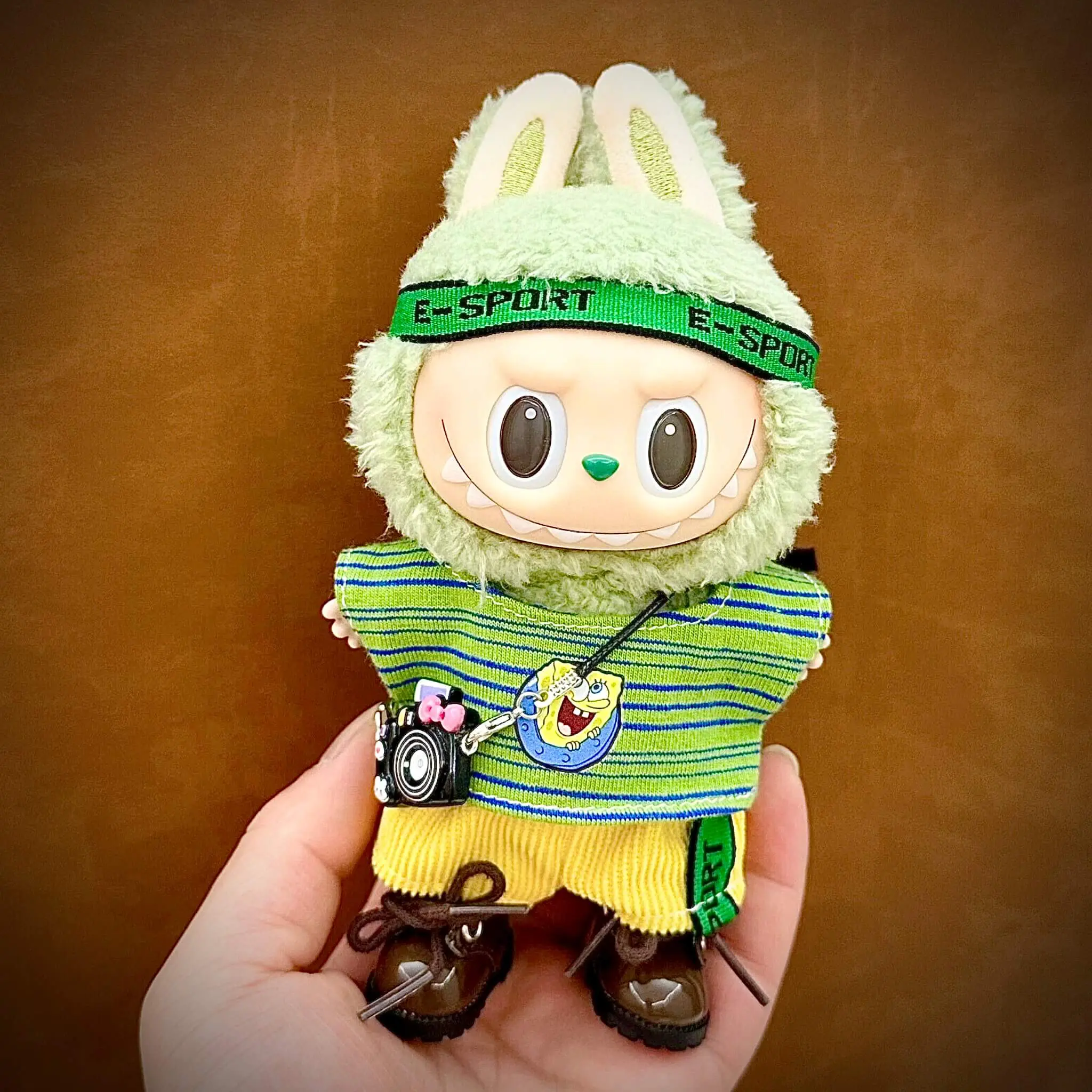 labubu green grape in clothing green shirt camera esports