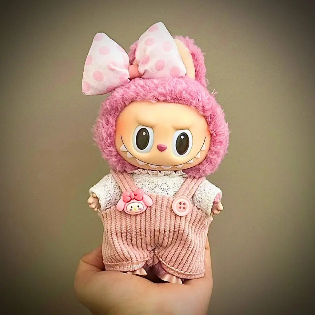 labubu clothing pink overalls bow