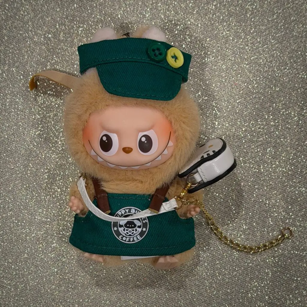 Labubu Pin for Love "S" Smile in Starbucks clothes