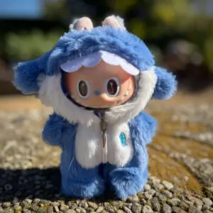 Labubu Sea Salt Coconut in blue Shark clothing outfit