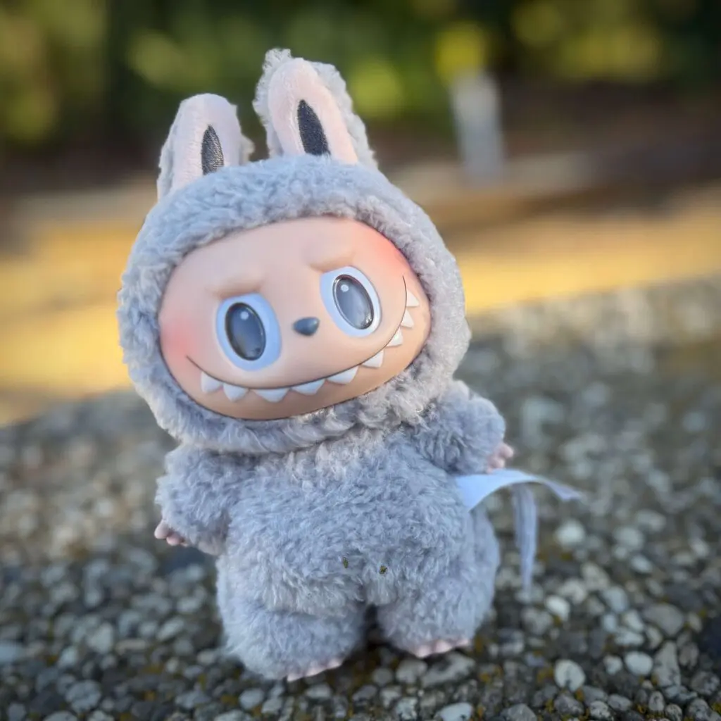 labubu sesame bean outdoors concrete floor