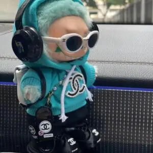 serenity labubu clothes knitted green chanel hoodie