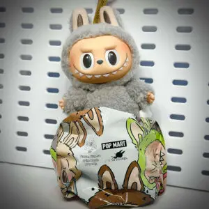 Labubu Sesame Bean doll from the Exciting Macaron series inside its foil pouch