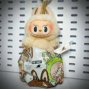 Labubu Soymilk doll from the Exciting Macaron series inside its foil pouch