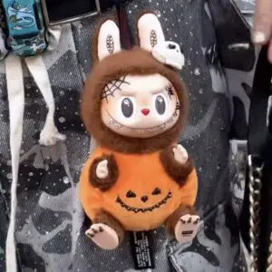 labubu halloween sitting pumpkin with tattoo