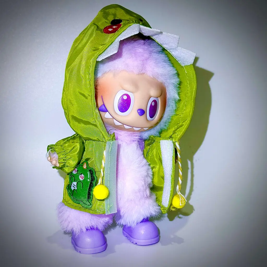 luck labubu clothing dinosaur raincoat open