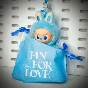 mini labubu pin for love k inside pouch