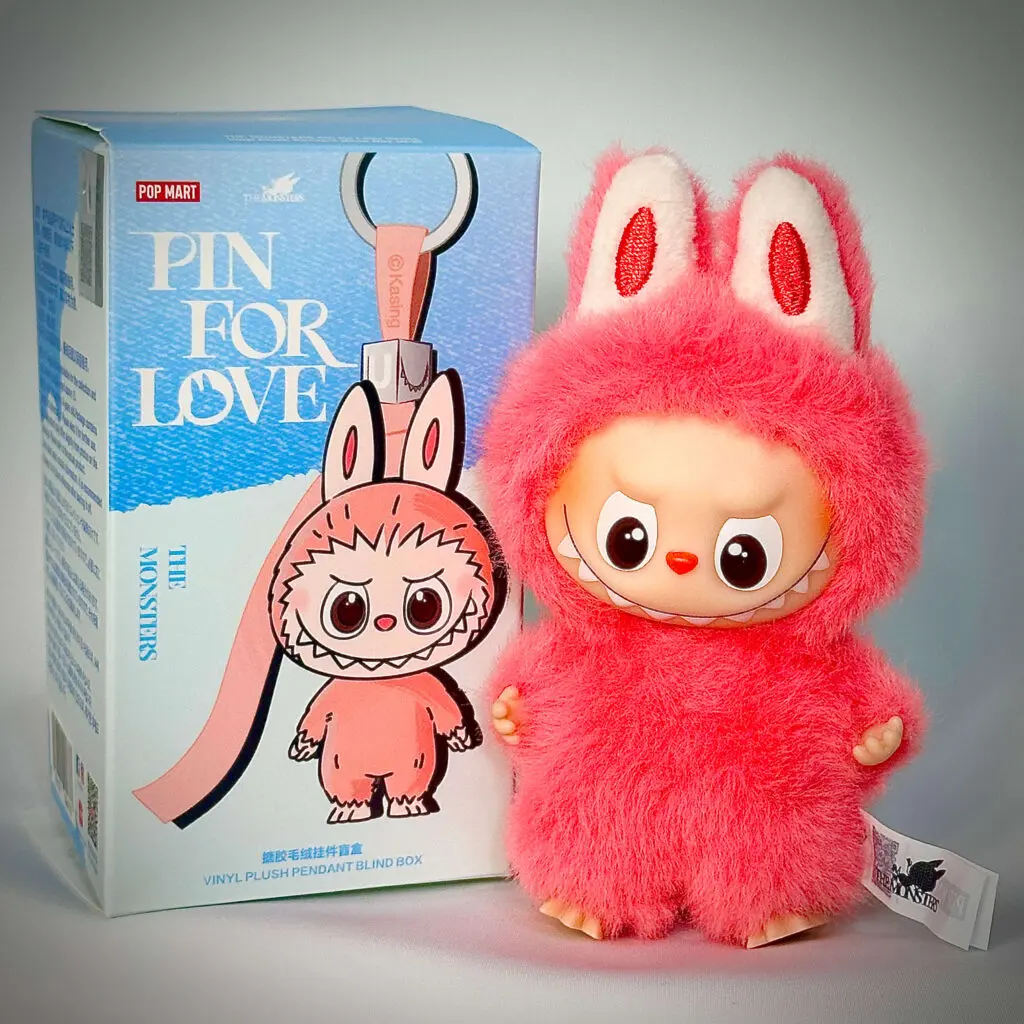 mini labubu pin for love n beside box