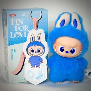 mini labubu pin for love o box with sticker name