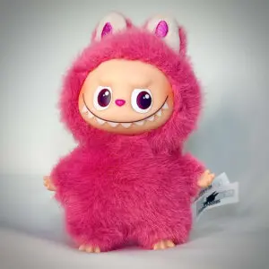 Labubu Pin for Love Q Quiet in spotlight and white background with vignette