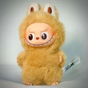 Labubu Pin for Love S Smile standing in spotlight in white background with vignette