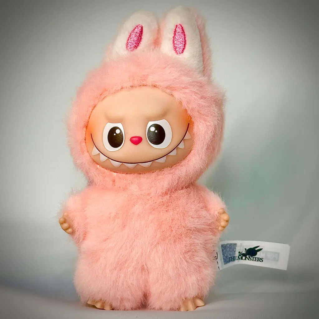 mini labubu pin for love u white background