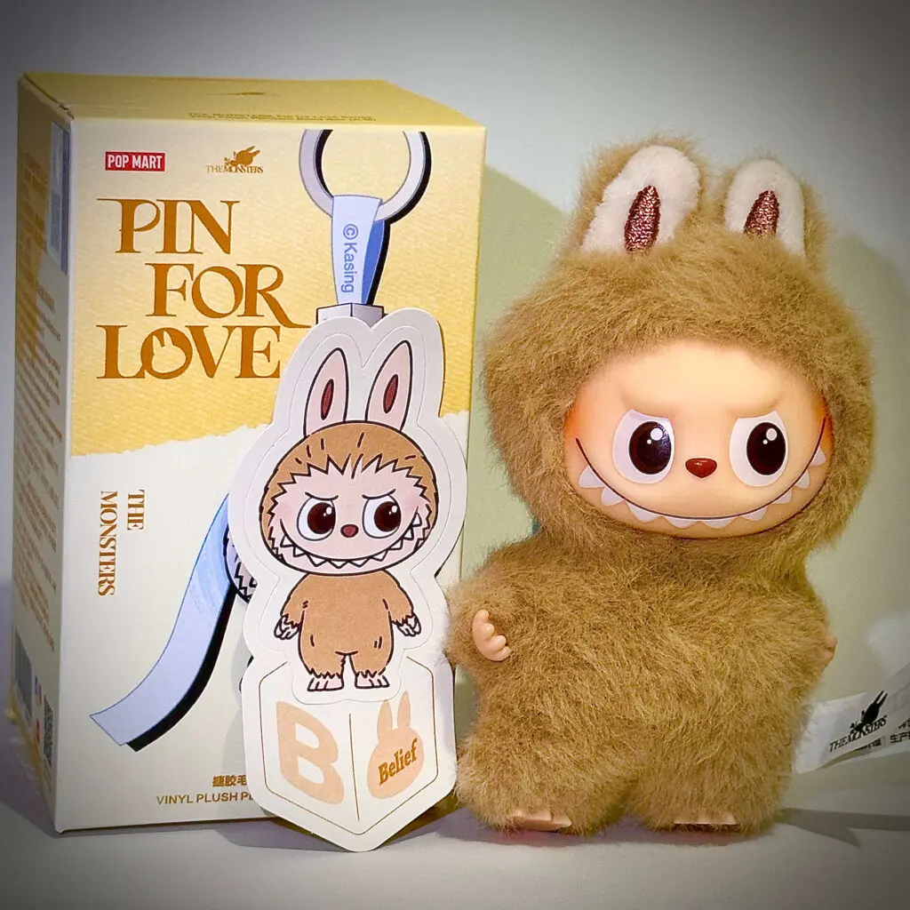 Mini Labubu Pin For Love Belief B with sticker name and blind box