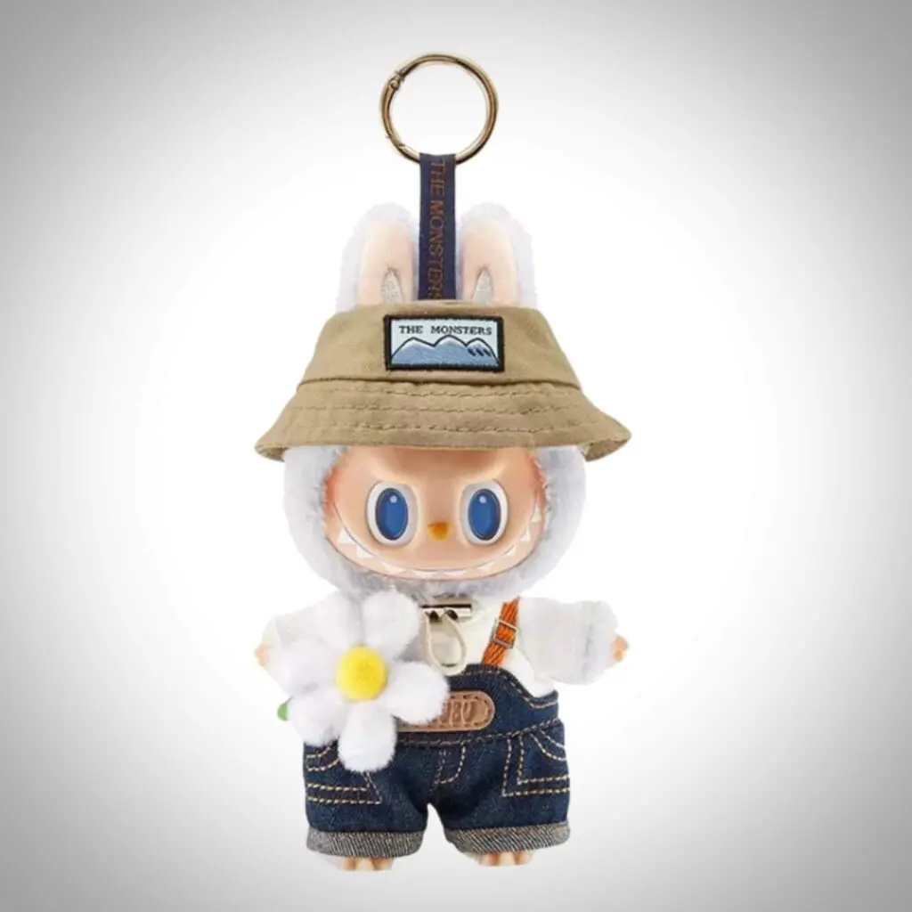 labubu fall in wild keychain white background white background