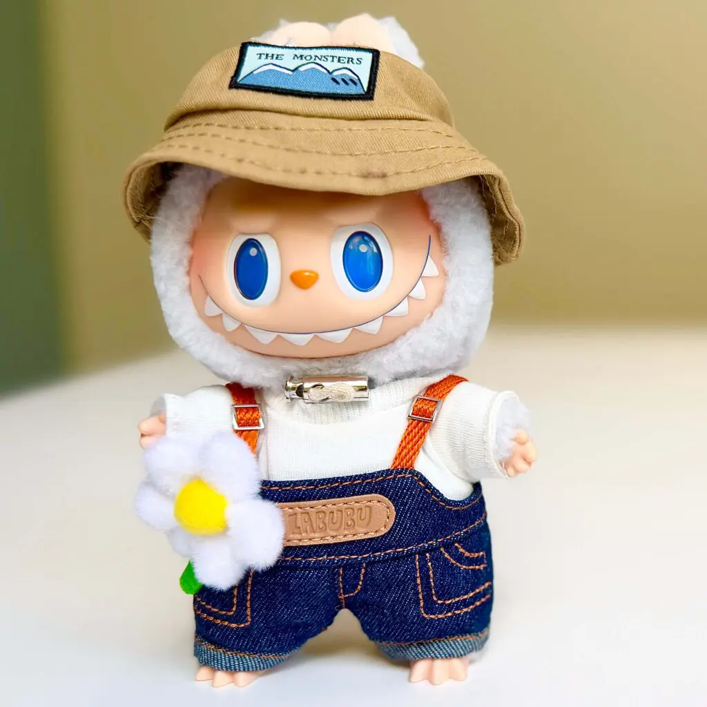 front view of Labubu Fall in Wild keychain doll