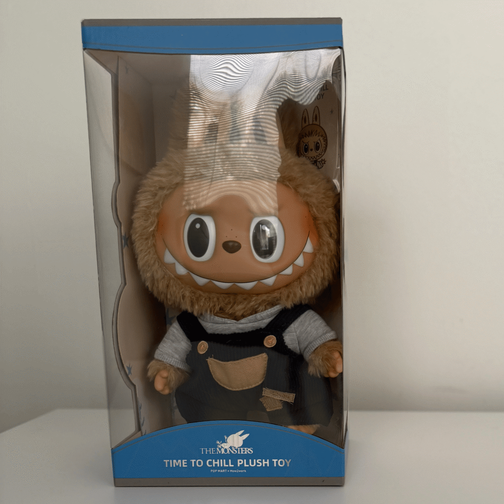 front view of Time To Chill plush doll unopened box packaging