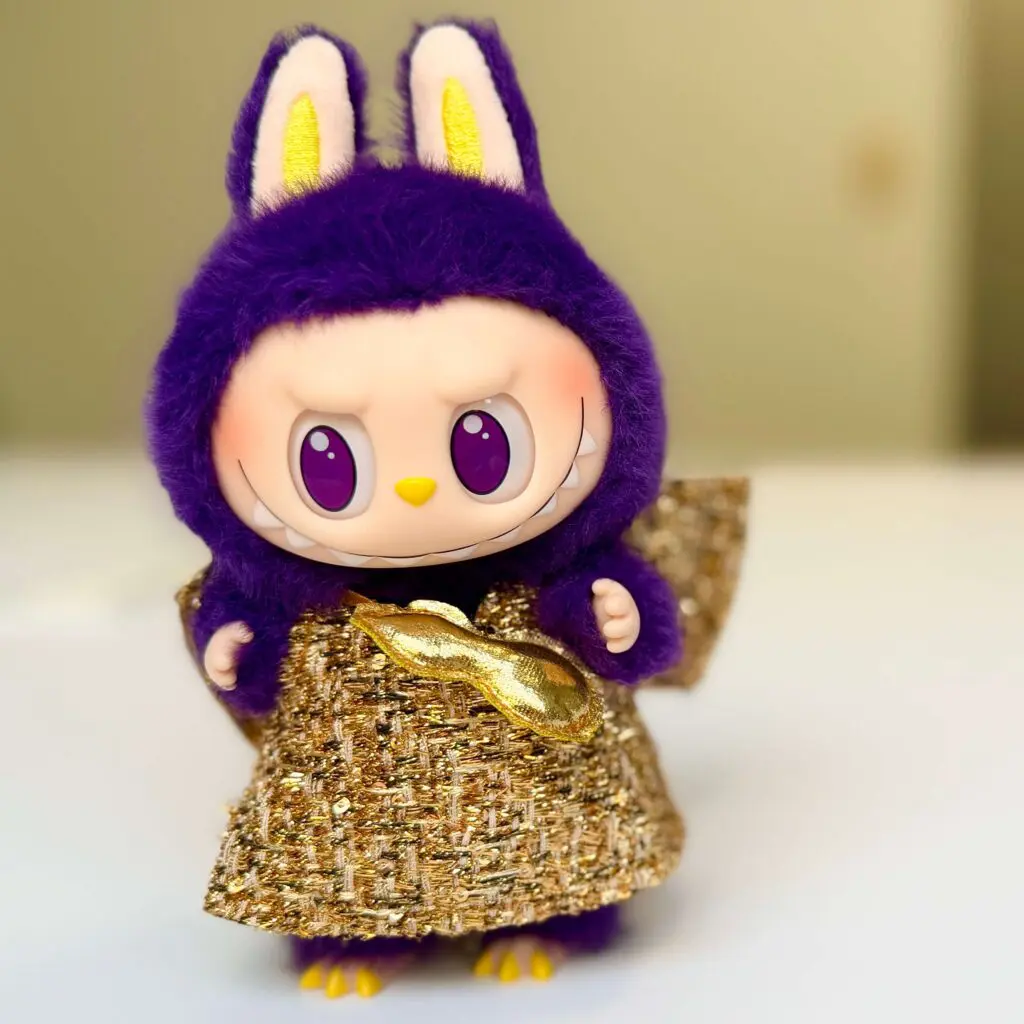 front view of Labubu Wings of Fortune keychain doll