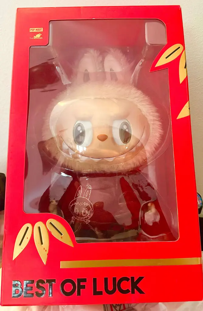 rectangular crop of Labubu Best of Luck plush doll in original box packaging