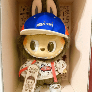 square crop of most expensive Labubu Vans plush doll in original box packaging