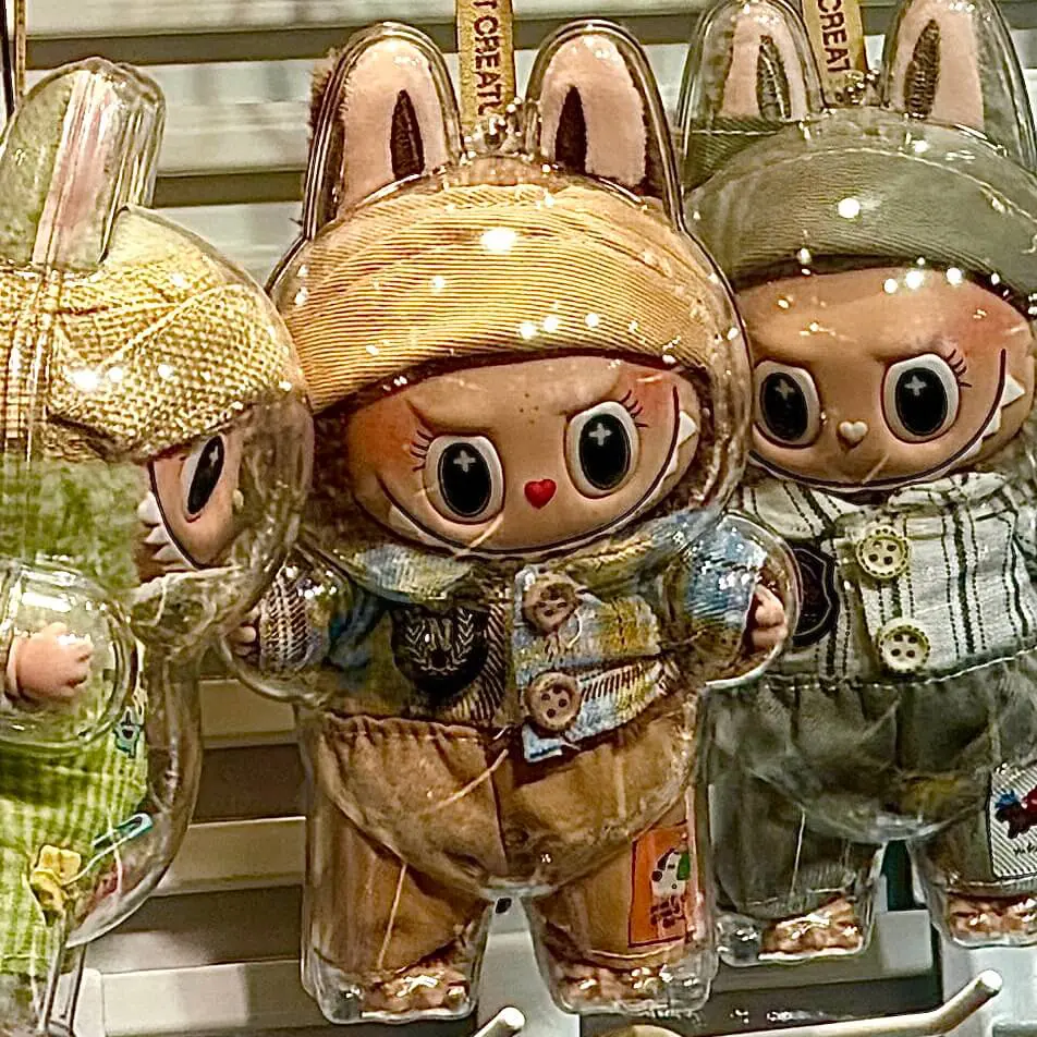 lafufu secret chestnut cocoa wearing brown clothing and hanging on a store display