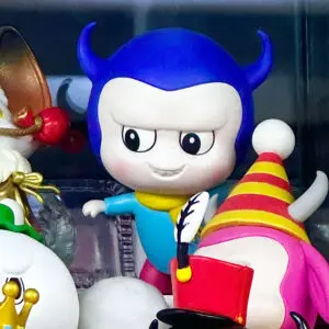 Yaya Creme Brulee from The Monsters Patisseries series inside a glass store display