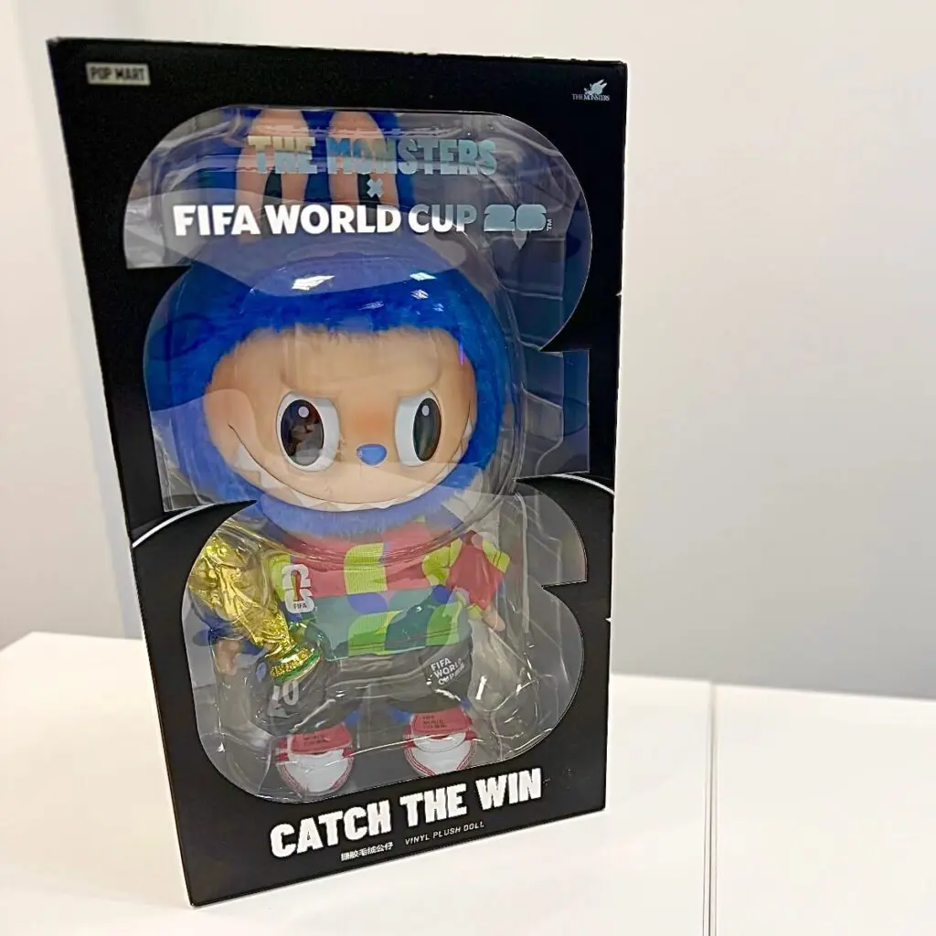 The Monsters x FIFAWorld Cup Catch the Win plush doll in original box packaging