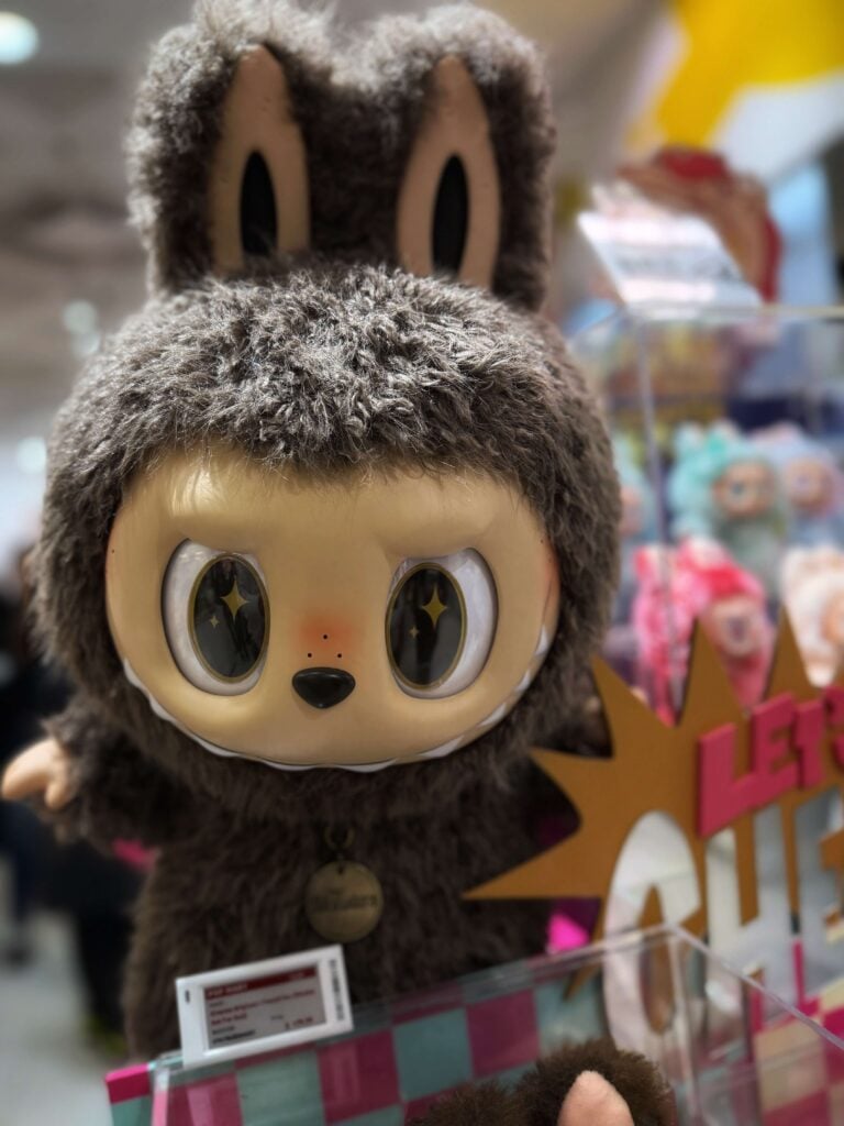Labubu Zimomo - giant size at Pop Mart store.  I Found You Zimomo