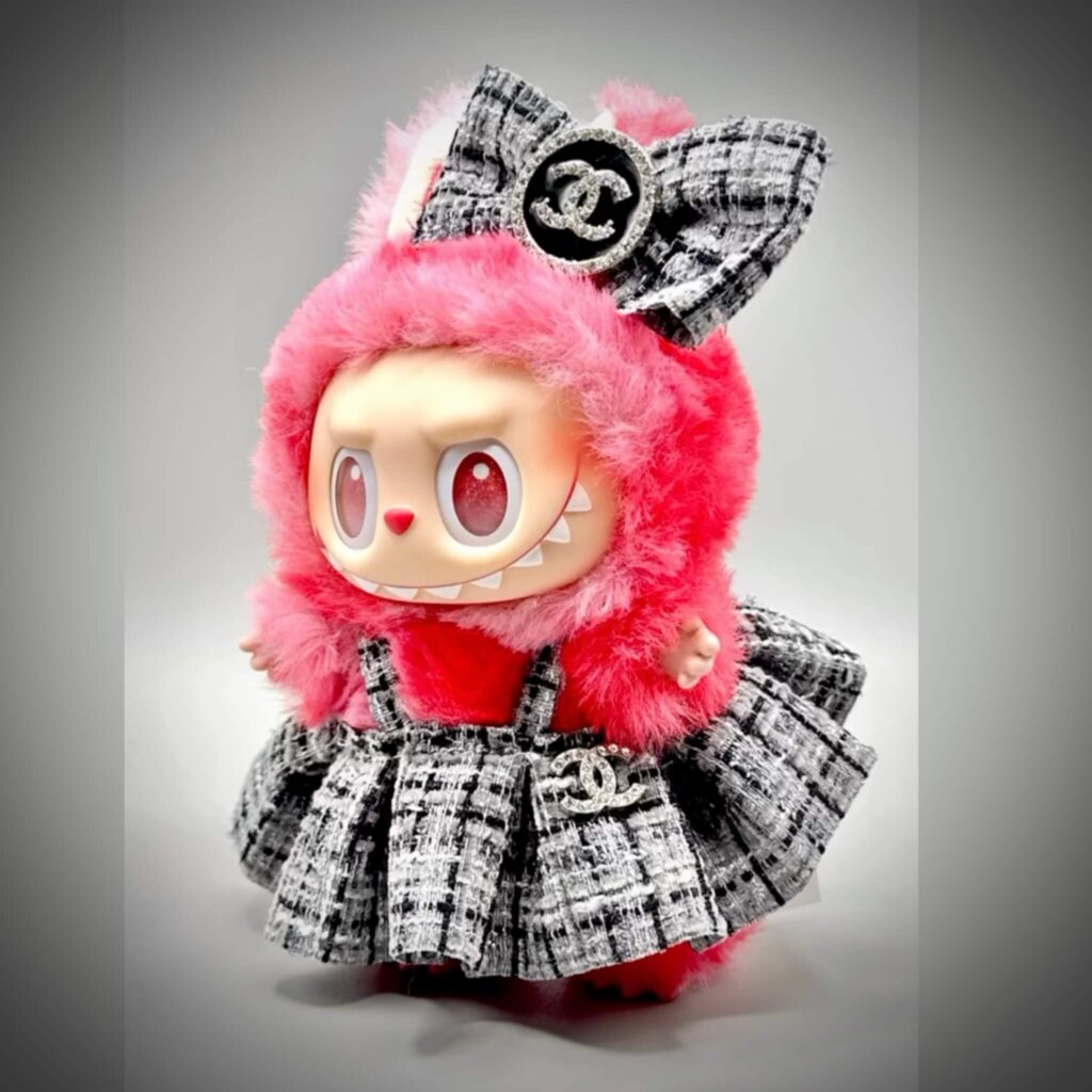 labubu clothes silver guuci dress bow credit thelabubucloset