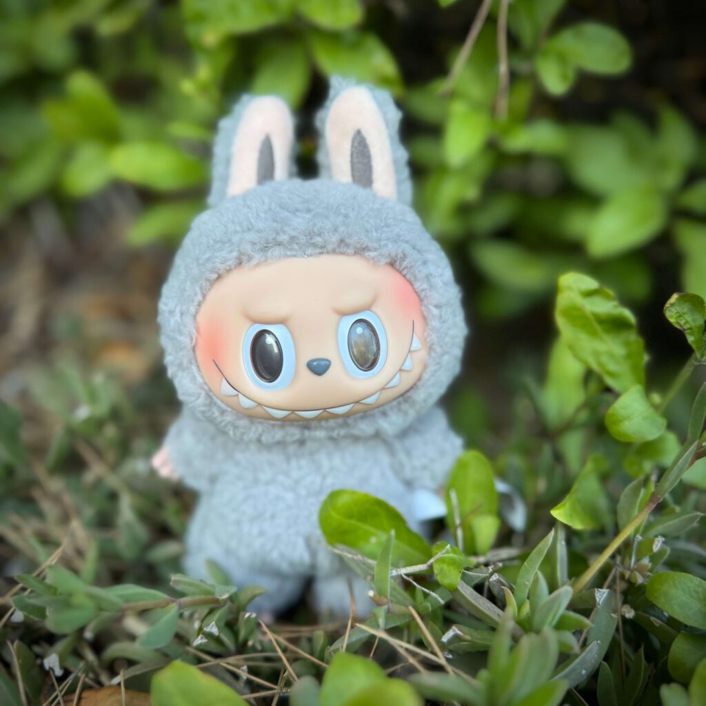 labubu sesame bean macaron outdoors bushes