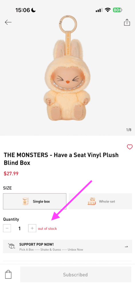 labubu sisi have a seat sold out pop mart app