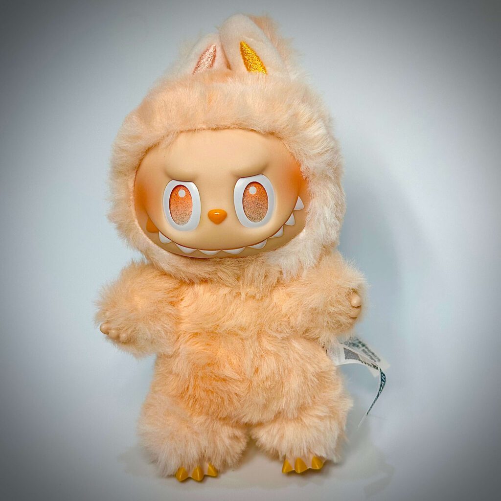 labubu big into energy happiness white background
