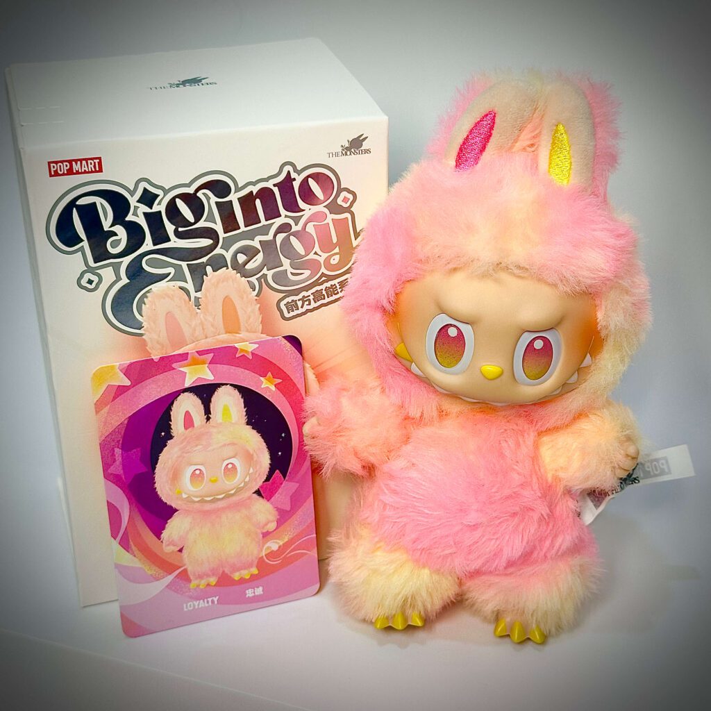labubu big into energy loyalty box with name card