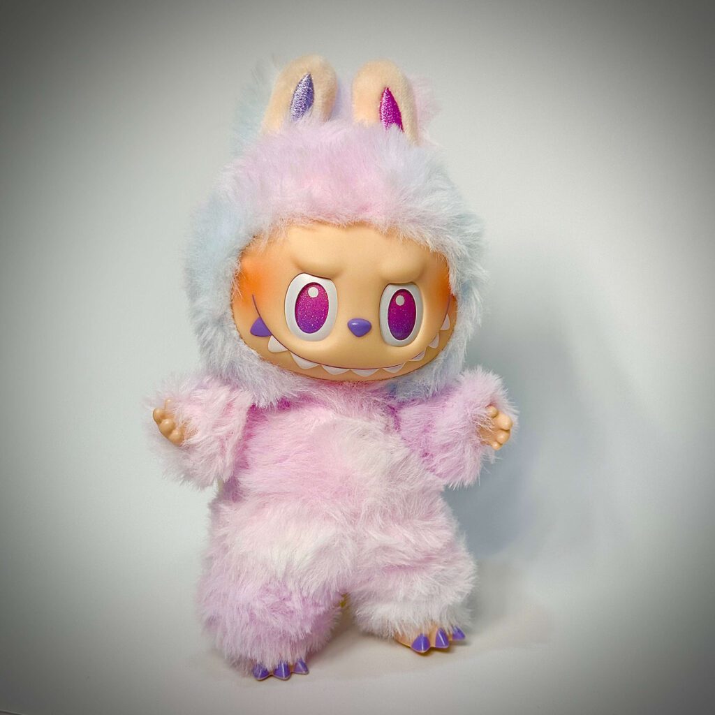 labubu big into energy luck white background