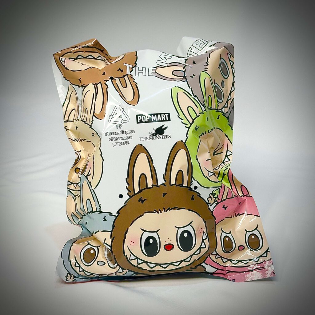 labubu exciting macaron foil with diatom w labubu exciting macaron box opened with labubu exciting macaron group photo with labubu grape grape, toffee, Lychee Berry, Sea Salt Coconut, Soymilk, Sesame Bean inside