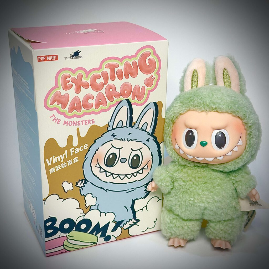 labubu exciting macaron green grape beside box