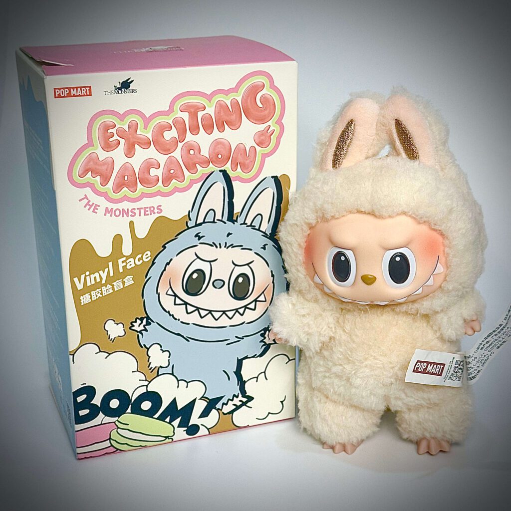 labubu exciting macaron soymilk beside box