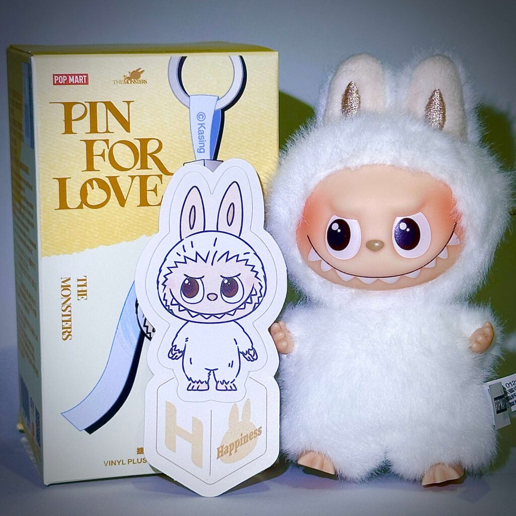 mini labubu pin for love H box with sticker name