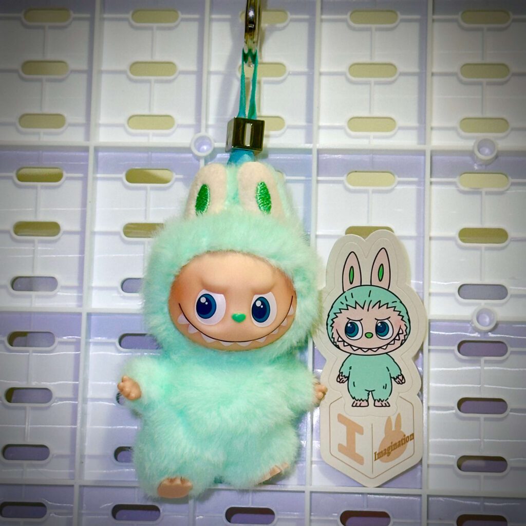 mini labubu pin for love I hung with sticker name