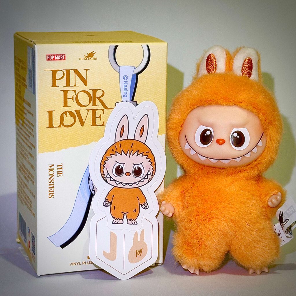 mini labubu pin for love J box with sticker name