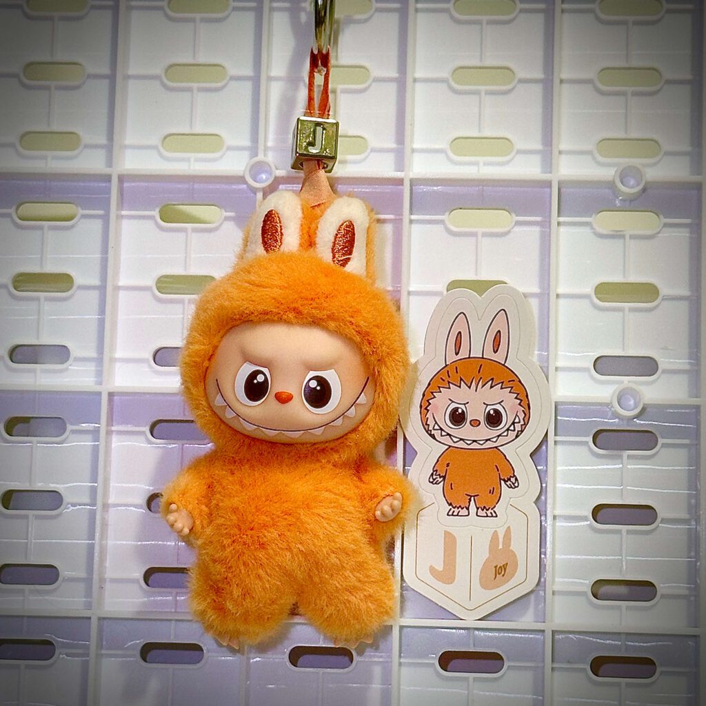 mini labubu pin for love J box with sticker name