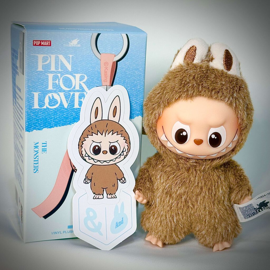 mini labubu pin for love & box with sticker name